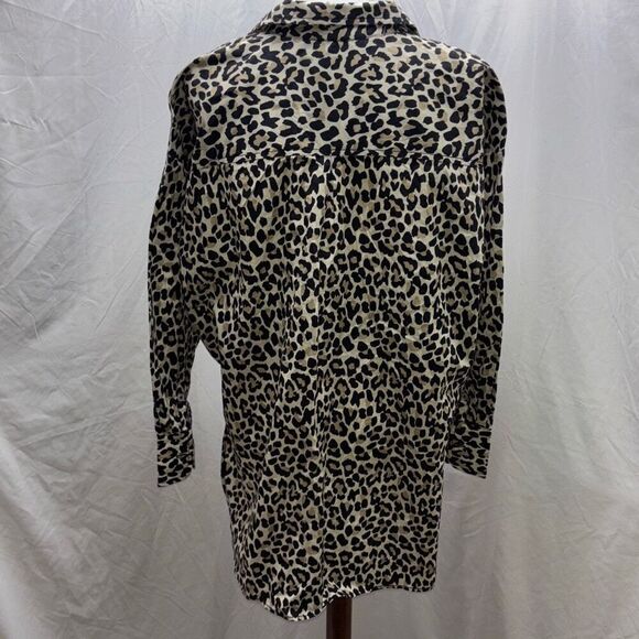 Maeve Anthropologie Bennet Leopard button down shirt Sz LP - Picture 7 of 10